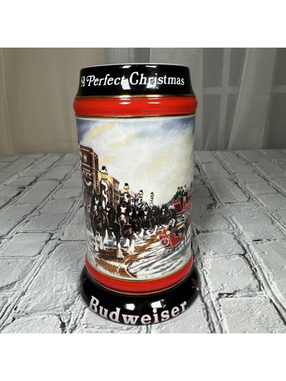 Budweiser Vintage Mug 1992 Holiday Stein 'A Perfect Christmas" Susan Sampson